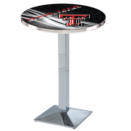 Holland Bar Stool Co 36" Chrome Texas Tech Pub Table, 28" dia. Top L217C3628TXTech-D2